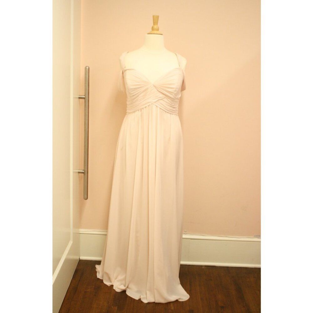 Hayley Paige Occasions W801 Formal chiffon bridesmaid dress pink draped sleeve